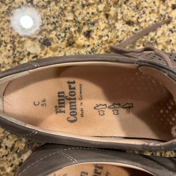 Finn Comfort Women's Olive Leather Perforated Oxford Walking Shoes 5.5 US 7.5 - Picture 6 of 12
